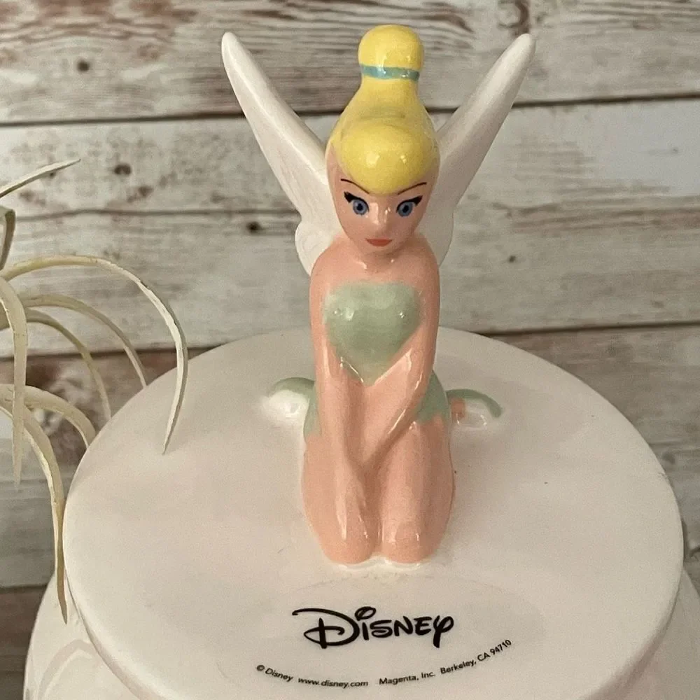 NWT Gorgeous 3D Rae Dunn Disney Canister White Ceramic Tinkerbell Tinker Bell